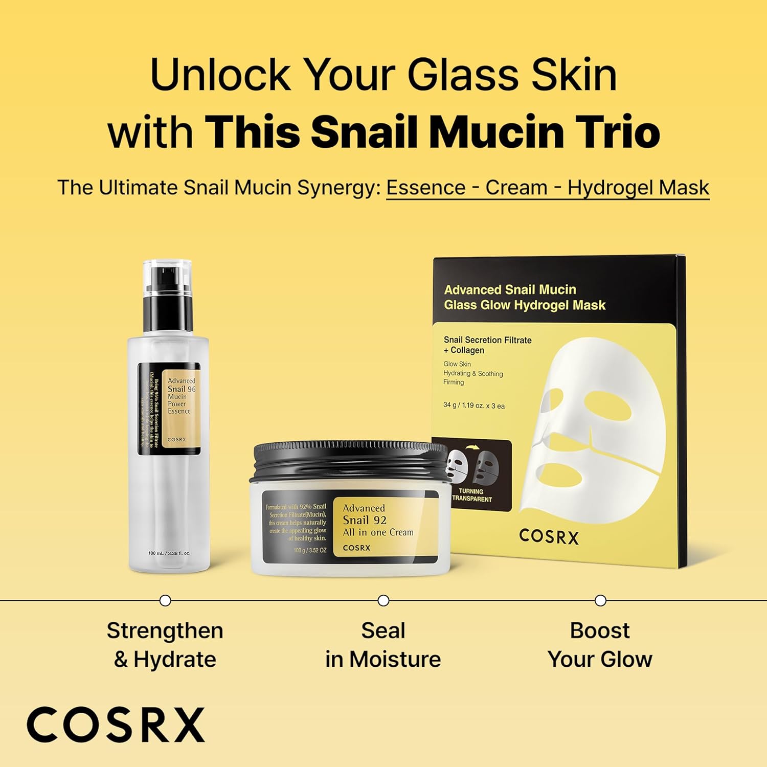 cosrx snail mucin 92% face moisturizer, 3.52 oz, lightweight, korean skin care cream