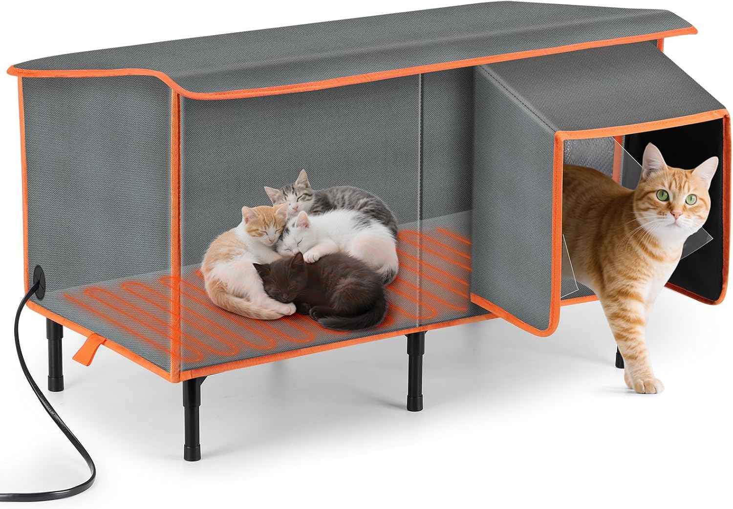siwa mary heated cat house weatherproof outdoor cat shelter with cat heating pad