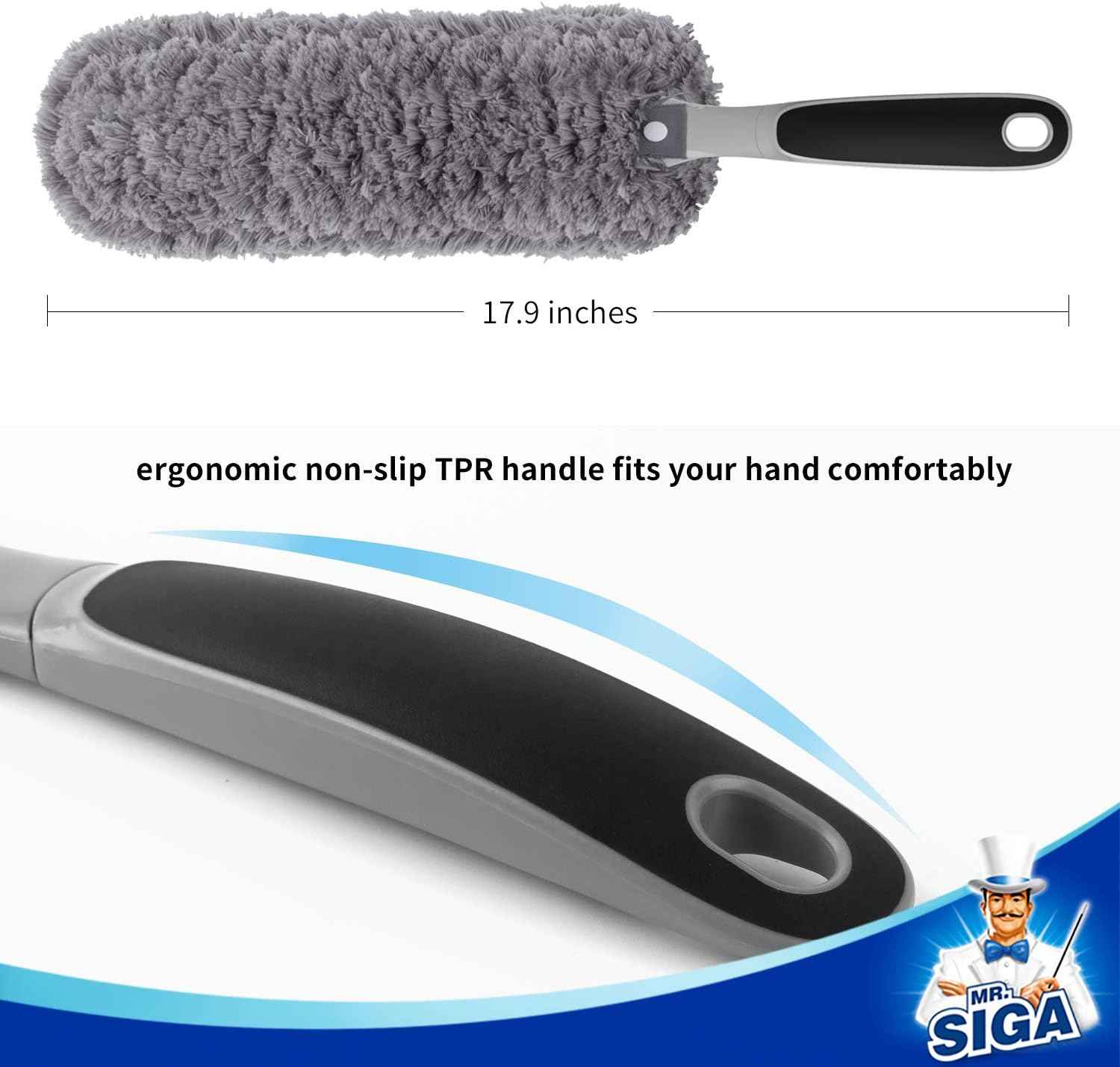 MR.SIGA Lint-Free Microfiber Duster, Washable for Household Cleaning in Gray