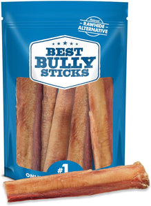 Best Bully Sticks Thick 6 Inch Natural Beef Bully Sticks for Large Breeds Dogs - Single Ingredient - 5 Count
