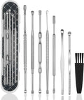 Hion 6 Pcs Extended Ear Wax Removal Kit,Professional Double-Headed Ear Pick Earwax Removal Tools,316L Stainless Steel Ear Cleaner Curette with Cleaning Brush and Storage Box,Suit for Kid Adult(Gold)