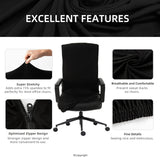 Water Resistant Stretch Computer Office Chair Cover with Durable Zipper Universal Washable Removable Spandex Rotating Boss Chair Slipcovers Anti-dust Soft Desk Chair Seat Protector for Dogs Cats Pets