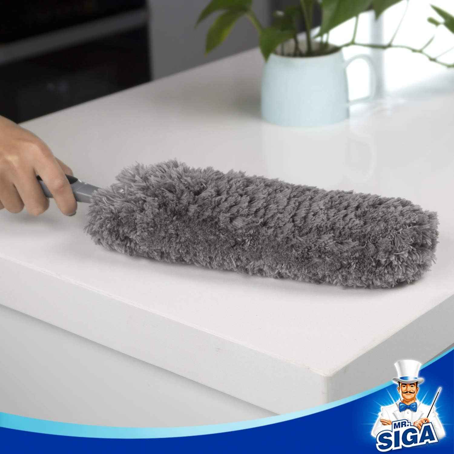 MR.SIGA Lint-Free Microfiber Duster, Washable for Household Cleaning in Gray