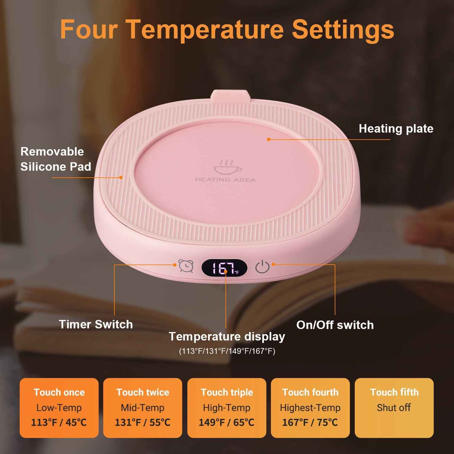 Electric Coffee Mug Warmer & You are Awesome Mug Set, Desk Beverage Warmer with 4 Temperature Settings, Auto Shut Off