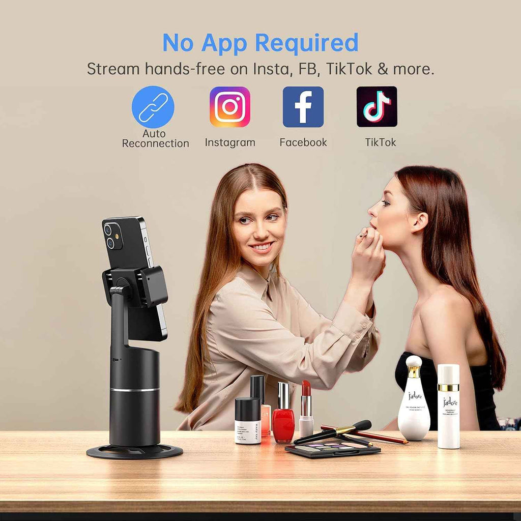 camrola auto face tracking phone holder, no app required, black