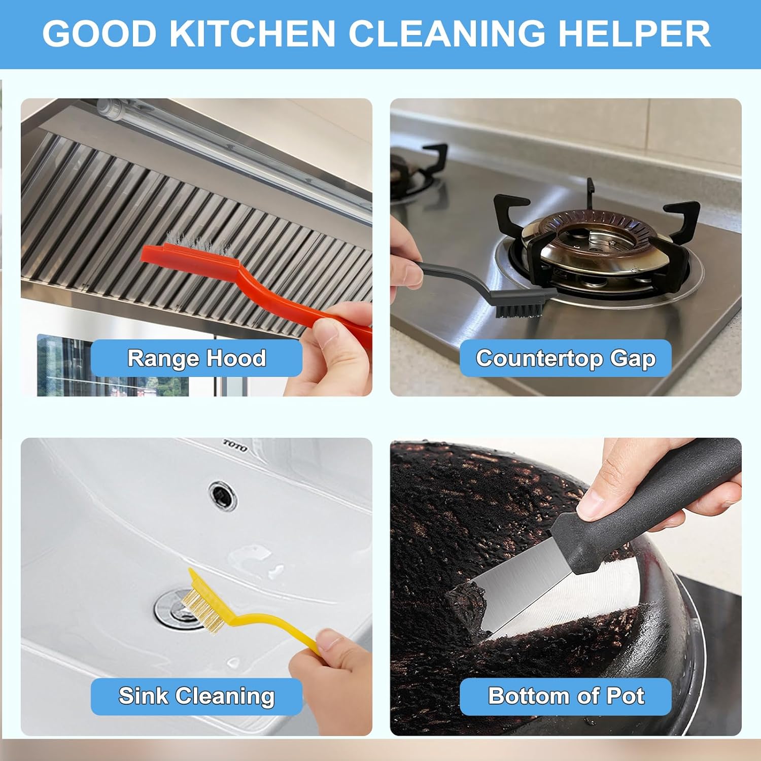 11Pcs Crevice Cleaning Brush Set, Hard Bristle Cleaning Supplies for Kitchen, Bathroom, Corner, Grout, Sink, Cup, Teapot, Bottle, Blender