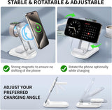 2025 Traveling Wireless Mag-Safe Fast Charging Station,Magnetic 3 in 1 Charger with Light for iPhone 17 16 15 14 13 12 Pro Max Plus,Apple Watch& Air pods 4 3 2 Pro-Gifts for Wife & Husband(White) - ShopUS