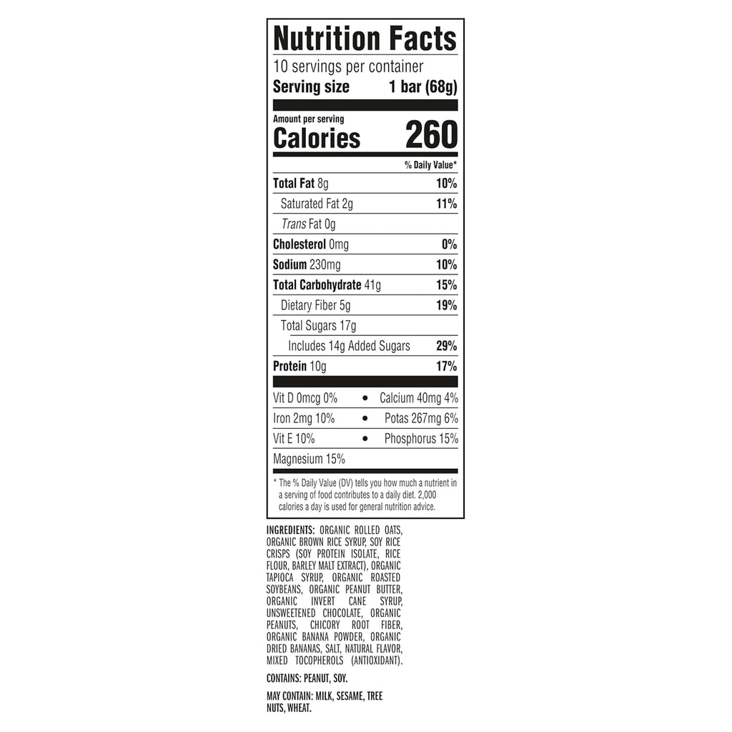 clif bar energy protein bars peanut butter banana dark chocolate organic oats non gmo 10 pack
