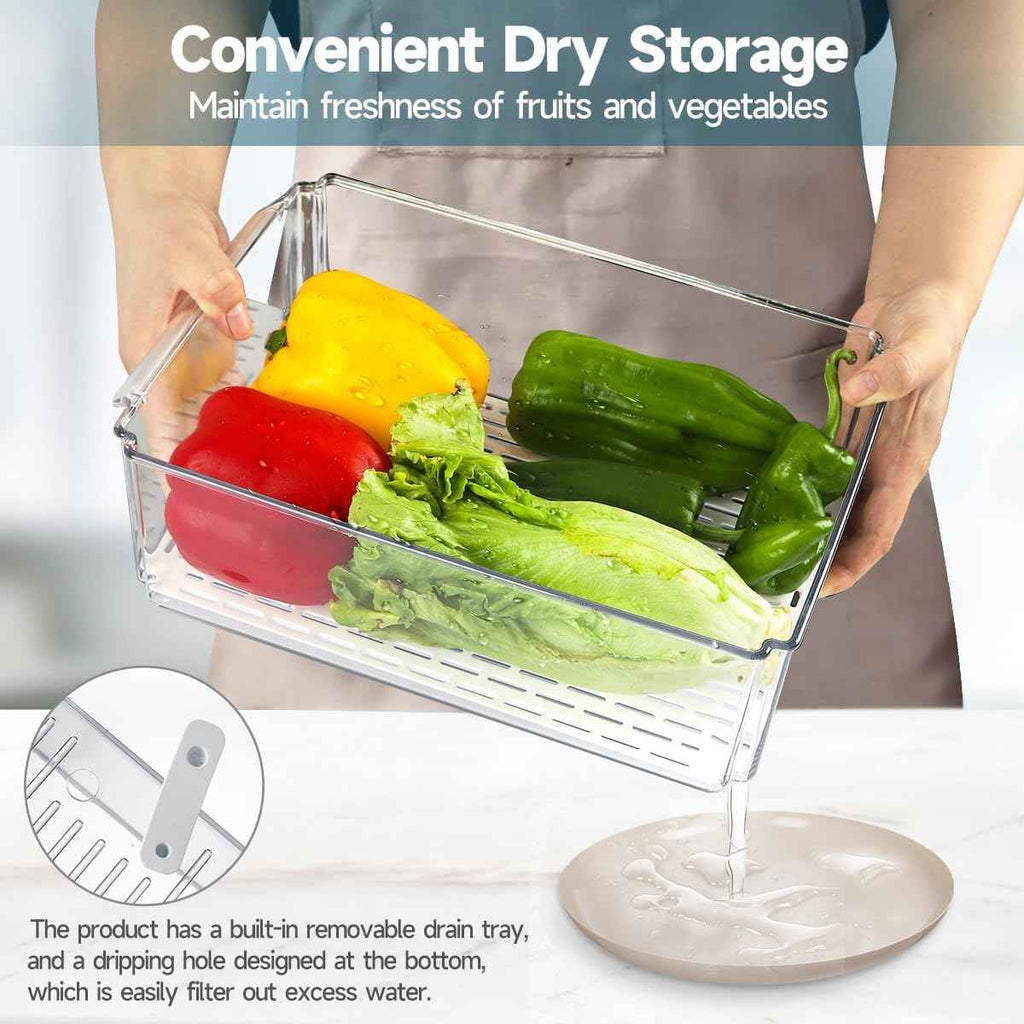 nisilin 14 pack fridge organizers and storage for refrigerator, bpa-free, clear bins, 3 sizes