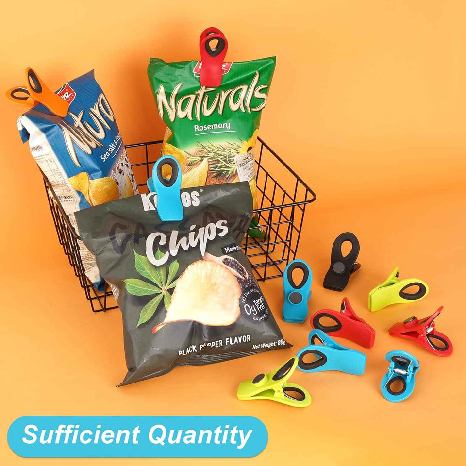 12 Pack Chip Clips Bag Clips, Magnetic Bag Clip for Food Storage Heavy Duty, Plastic Food Clip for Chips, Snack, Kitchen, Refrigerator, Garden, Sewing, Fabric, Clothes Pins