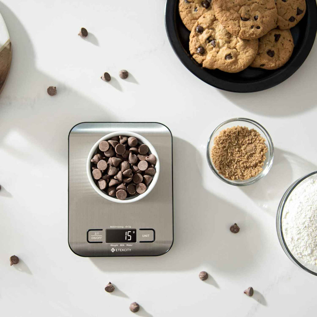 Etekcity Food Kitchen Scale, Digital Grams and Ounces for Weight Loss, Baking, Cooking, Keto and Meal Prep, LCD Display, Medium, 304 Stainless Steel