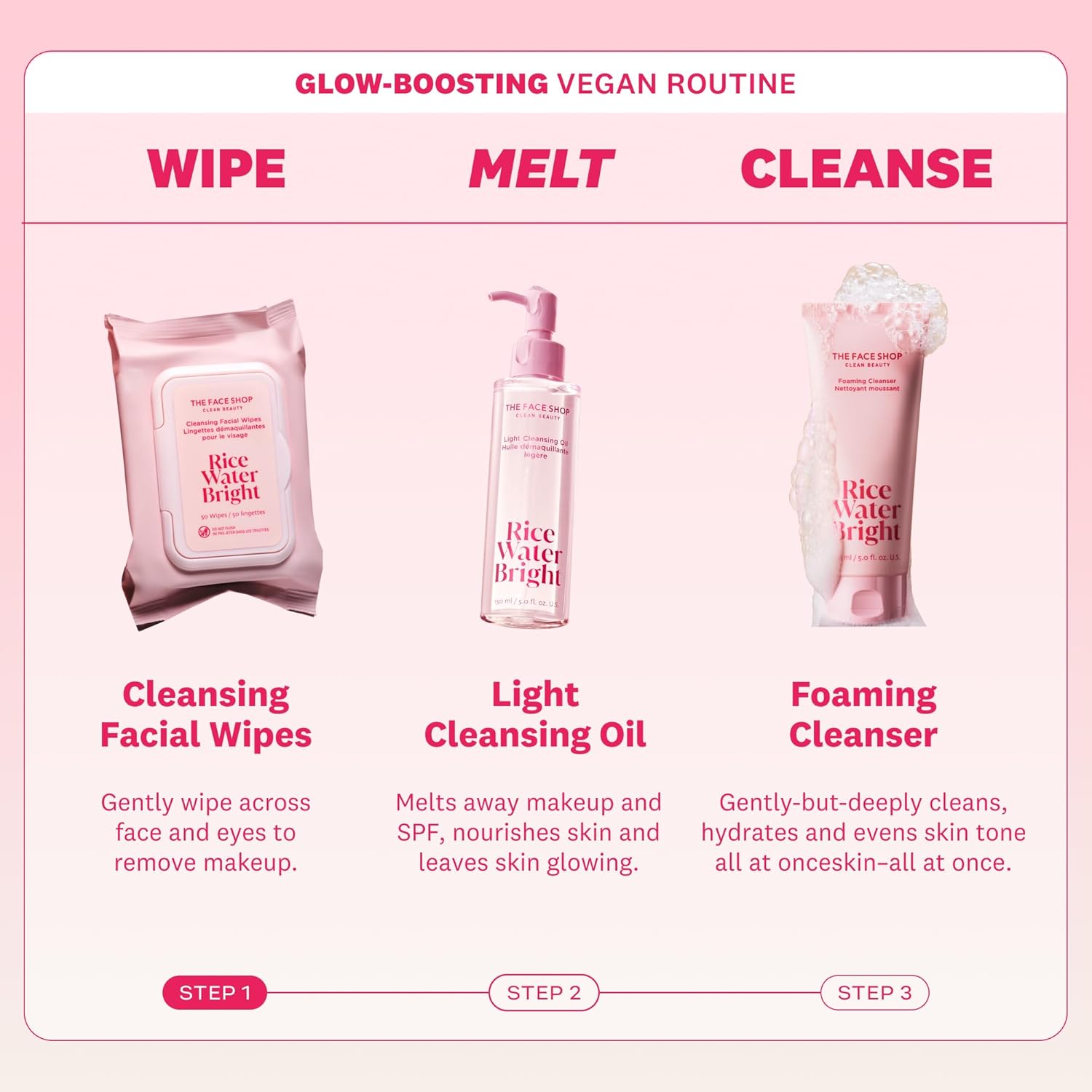 The Face Shop Rice Water Bright Makeup Remover Wipes with Rice Extract for Brightening and Moisturizing