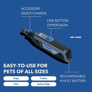 Dremel 7760-PET cordless pet nail grinder and trimmer kit for dogs, cats, and small animals