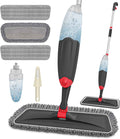 HOMTOYOU Spray Mops for Floor Cleaning: Wet Mop for Hardwood Tile Wood Laminate Vinyl - 3 Washable Microfiber Pads for Swiffer Powermop - Absorbs Pet Hair Dust
