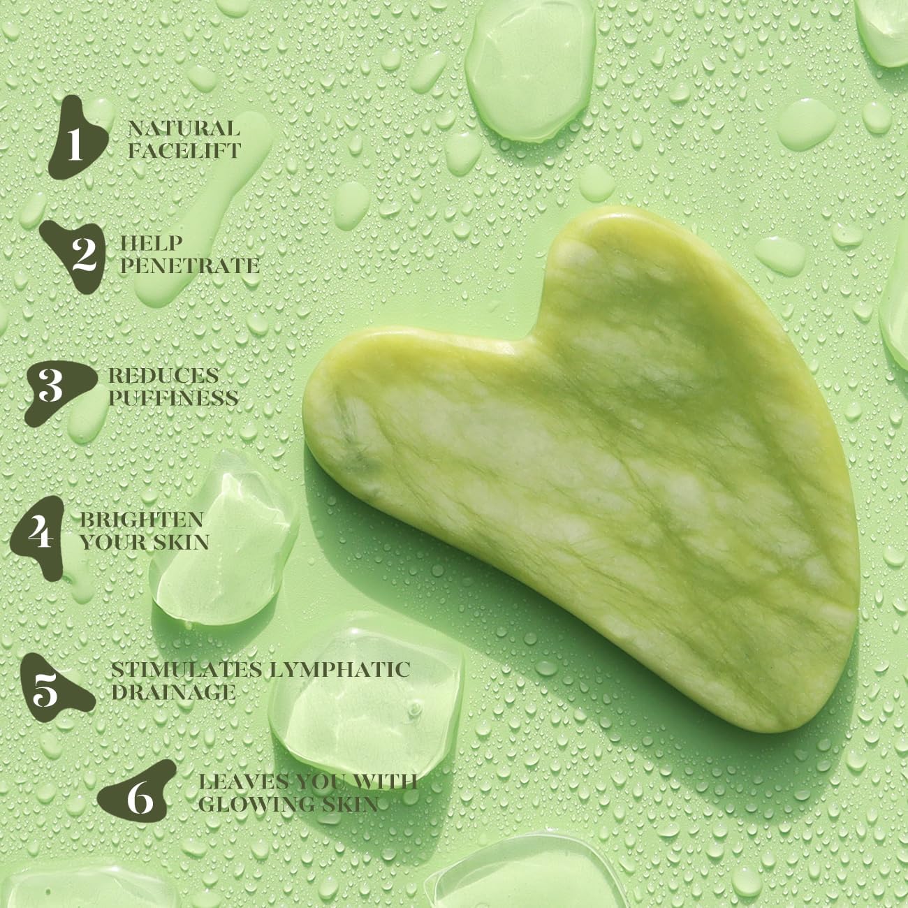 BAIMEI IcyMe Green Jade Gua Sha and Face Roller Set for Puffiness and Redness Reduction, Self Care Gift