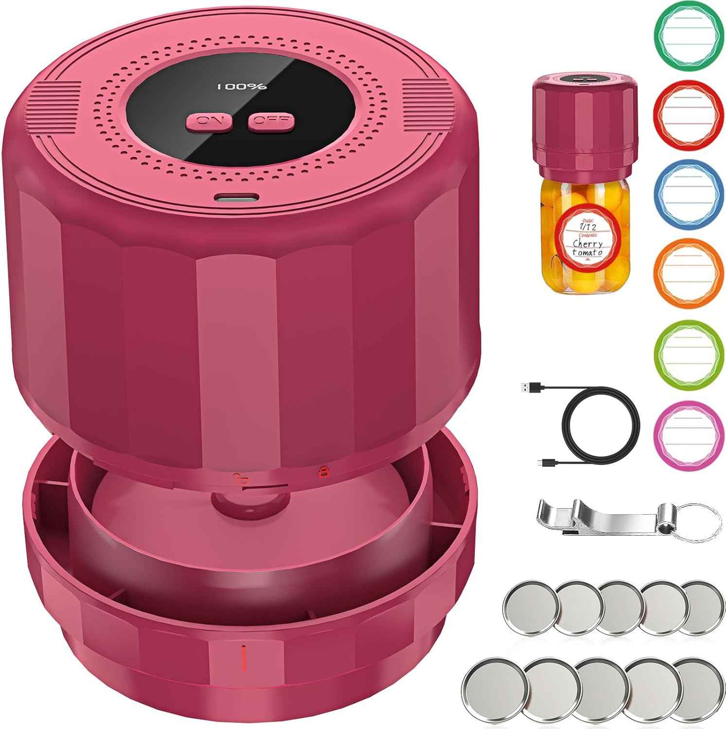 M11 Electric Mason Jar Vacuum Sealer Kit - with Wide and Regular Mouth Mason Lids, Jar Vacuum Sealer for Canning Jars, Vacuum Sealing Machine for Food Storage Black
