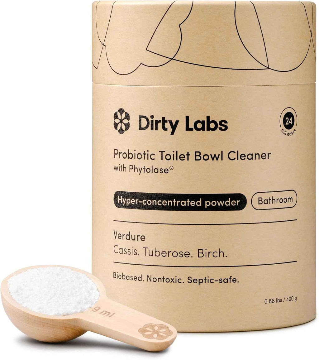Dirty Labs Probiotic Toilet Bowl Cleaner Powder with Phytolase Bio Enzymes, Septic-Safe and Biodegradable, Verdure Scent