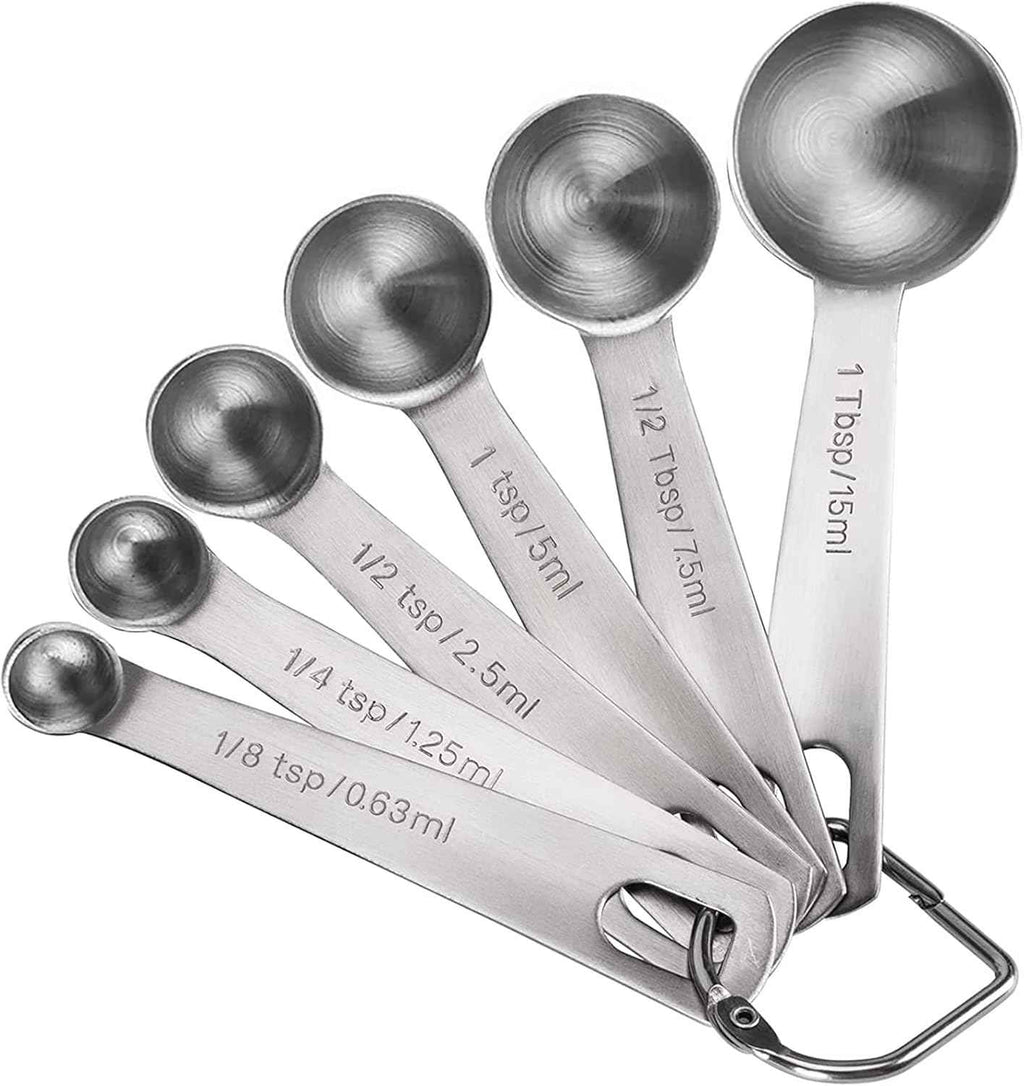 Premium Heavy Duty 18/8 Stainless Steel Measuring Spoons Cups Set, Small Tablespoon with Metric and US Measurements