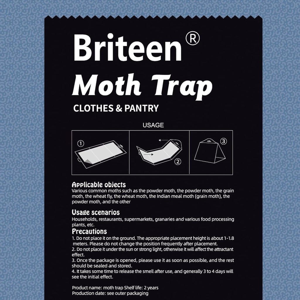 10 Pack Pantry Moth Traps Safe and Effective for Food and Clothing- Glue Traps with Pheromones for Wool Closet Carpet Food and Cupboard
