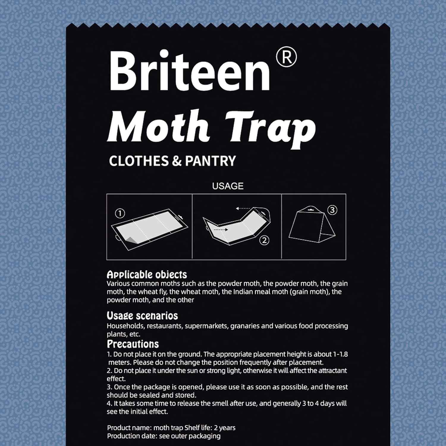 10 Pack Pantry Moth Traps Safe and Effective for Food and Clothing- Glue Traps with Pheromones for Wool Closet Carpet Food and Cupboard