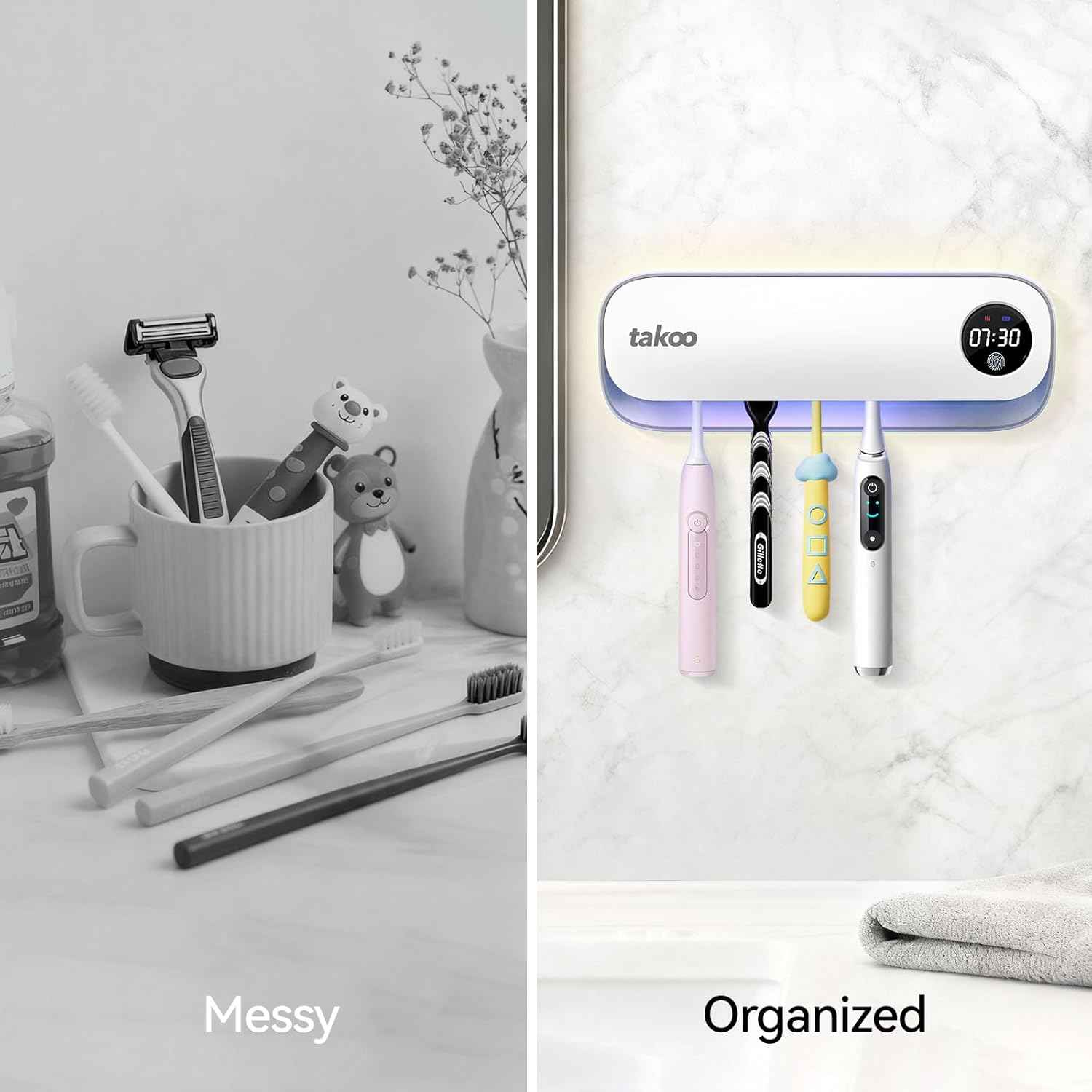 takoo 4 slots wall mounted toothbrush holder with smart hot air drying technology rechargeable smart gadget
