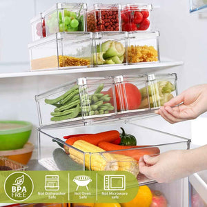 10 Pack Refrigerator Pantry Organizer Bins - Stackable Fridge Organizer Bins