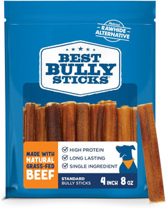 Best Bully Sticks 4 inch bully sticks for small dogs - 8 oz pack - natural, grain-free, rawhide-free