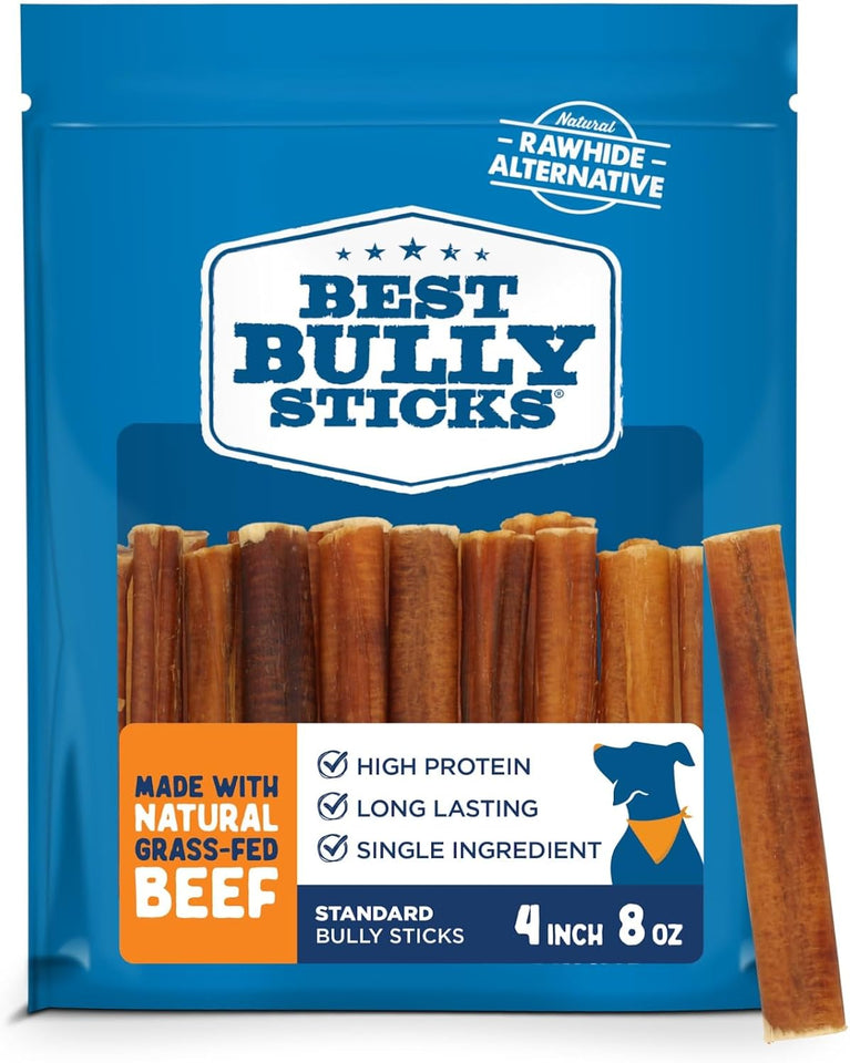 Best Bully Sticks 4 inch bully sticks for small dogs - 8 oz pack - natural, grain-free, rawhide-free