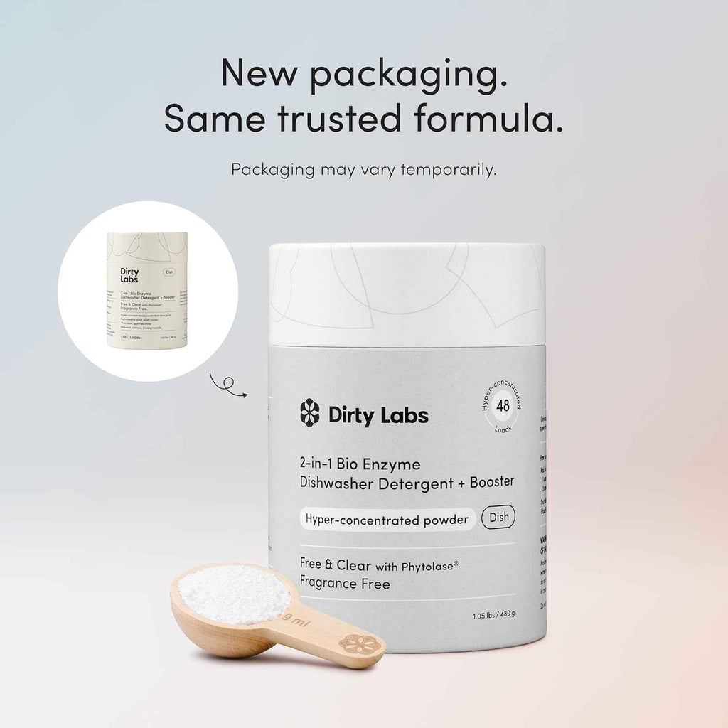 Dirty Labs | Dishwasher Detergent and Booster | Scent Free | 48 Loads (1 lb) | Ultra Clean, Spot Free, Quick Wash Optimized | Hyper Concentrated