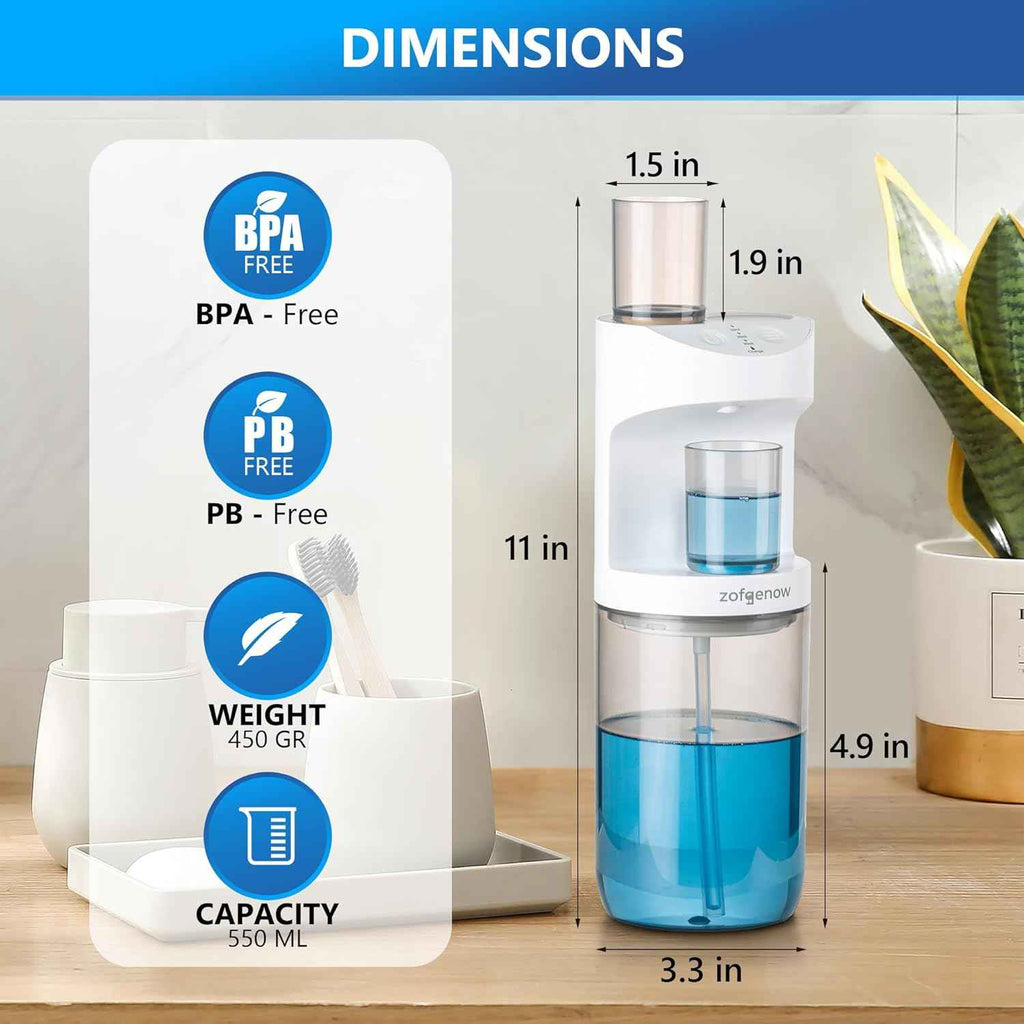 zofgenow automatic mouthwash dispenser white bathroom accessories 19.4 fl oz