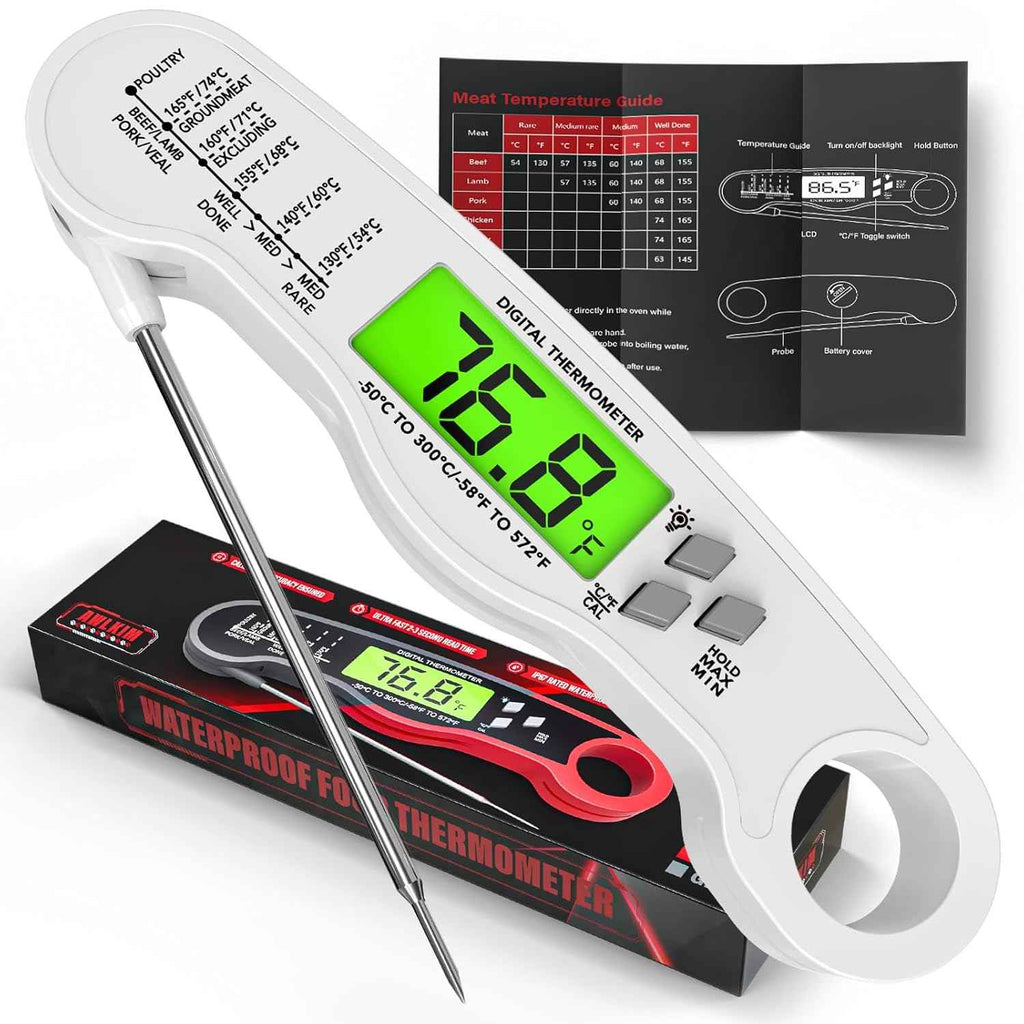 Meat Thermometer Digital - Instant Read Waterproof Food Thermometer with Backlight for Cooking, Grill, Candy, Kitchen & Stocking Stuffers for Men - Red