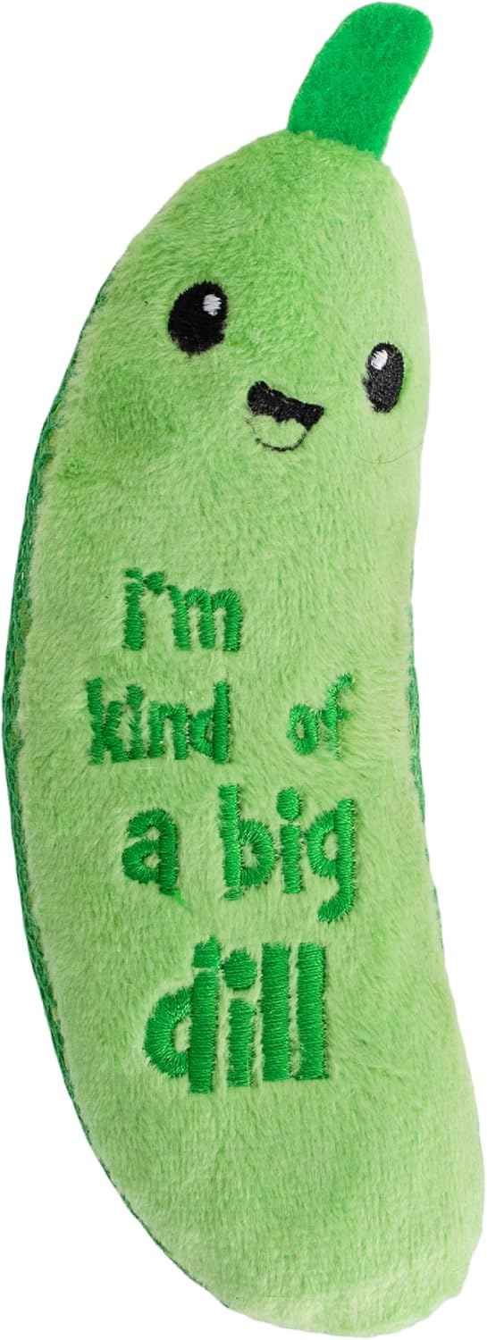 Catstages Crunchy Pickle Kicker Cat Toy 6.5 inches Plush Crinkle Catnip Dental Mesh Toy