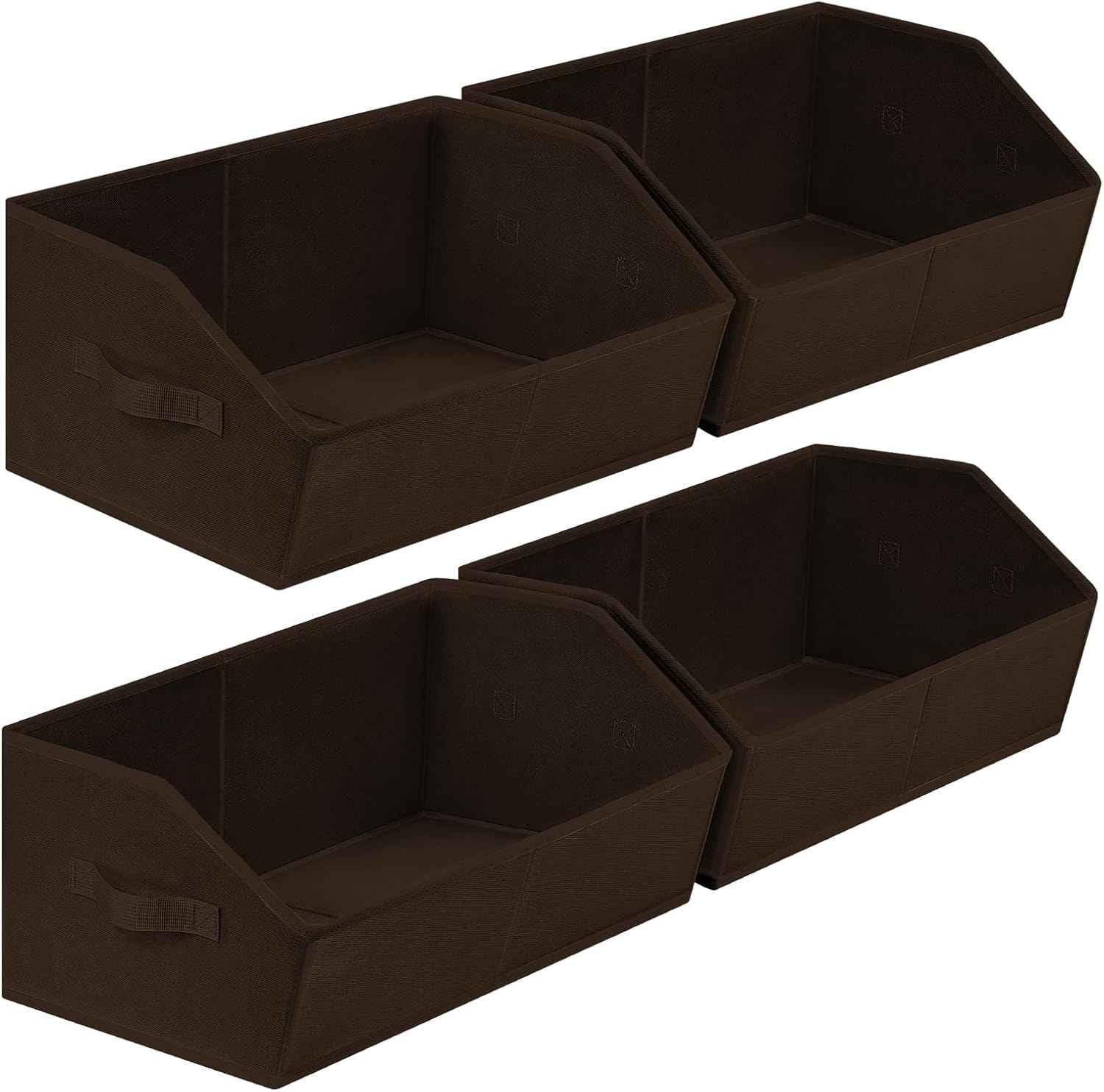Closet Organizers Bins 6 Packs - Large Closet Shelf Organizer with Handles, Fabric Trapezoid Storage Bins, Collapsible Storage Cubes for Clothes, Towels, Light Gray