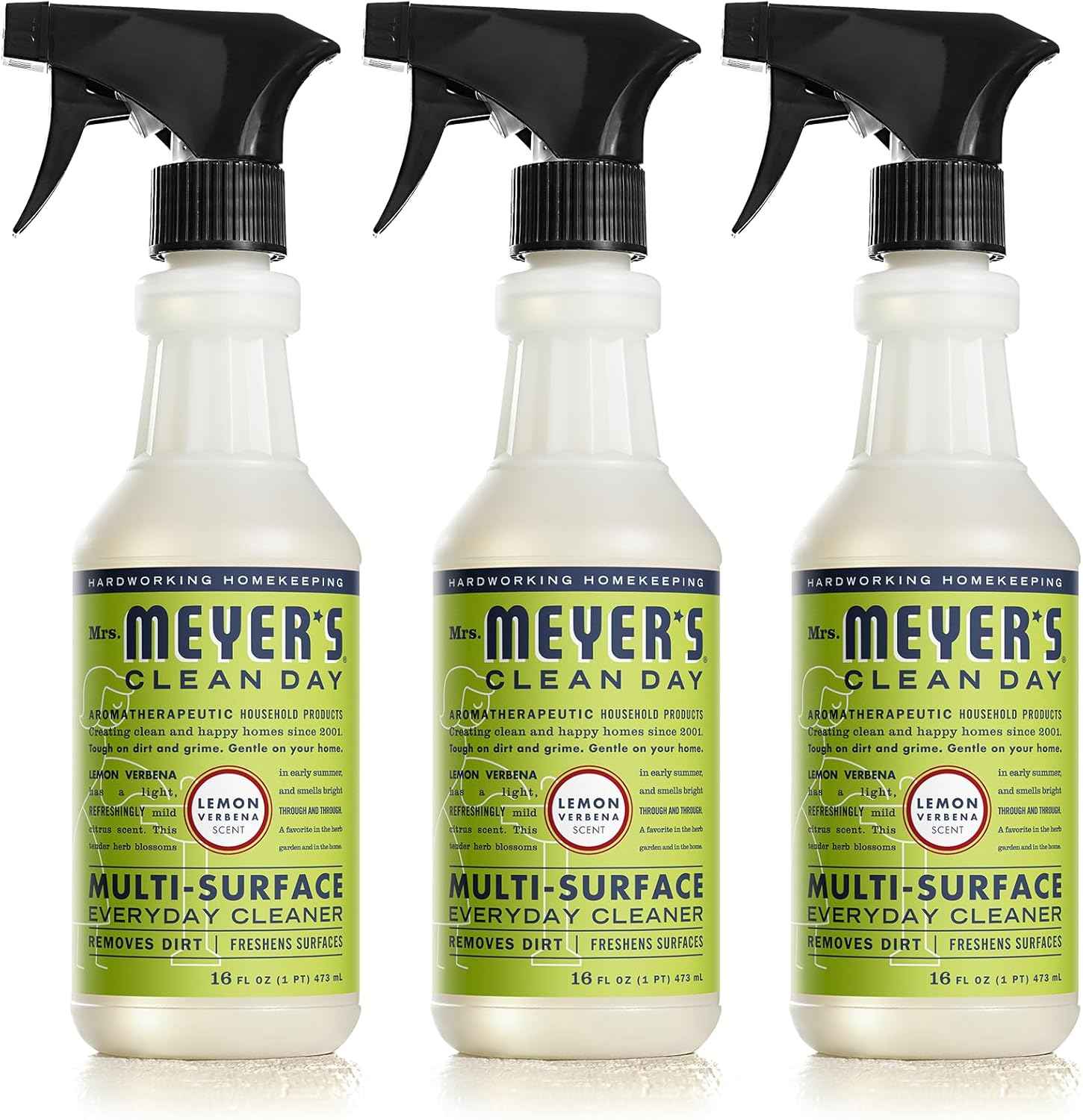 Mrs. Meyer's All-Purpose Cleaner Spray, Lemon Verbena, 16 fl oz, Cruelty Free, Pack of 3