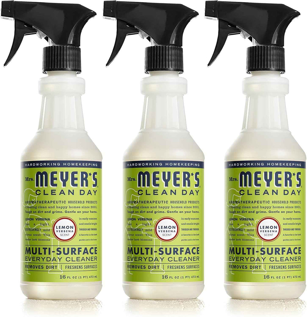 Mrs. Meyer's All-Purpose Cleaner Spray, Lemon Verbena, 16 fl oz, Cruelty-Free, Pack of 3
