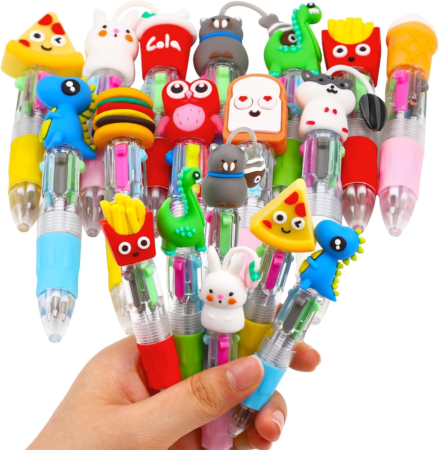 cZWZ 20Pcs Mini Multicolor Pens 4-in-1 Cute Ballpoint Pens for Kids Birthday Party Favors Gifts Teacher Supplies