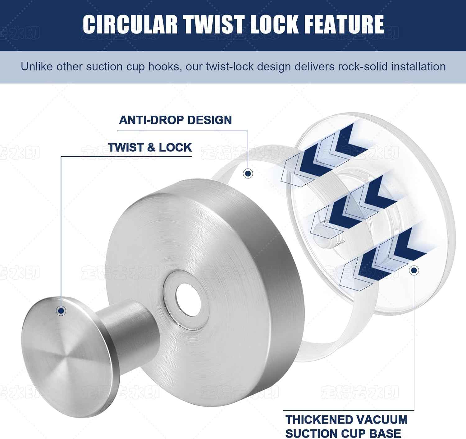 Stainless Steel Suction Cup Hooks for Bathroom, Kitchen, and Glass - 4-Piece No Drill Towel Hooks Set
