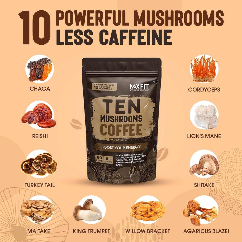 lion's mane gourmet arabica 10 mushroom coffee 60 servings