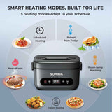 100W Cordless Electric Lunch Box for Adults & Men, Rechargeable Battery Powered Heated Lunch Box, 1.2L Portable Food Warmer Lunchbox with 5-Sided Heating for Work Car Outdoor Use