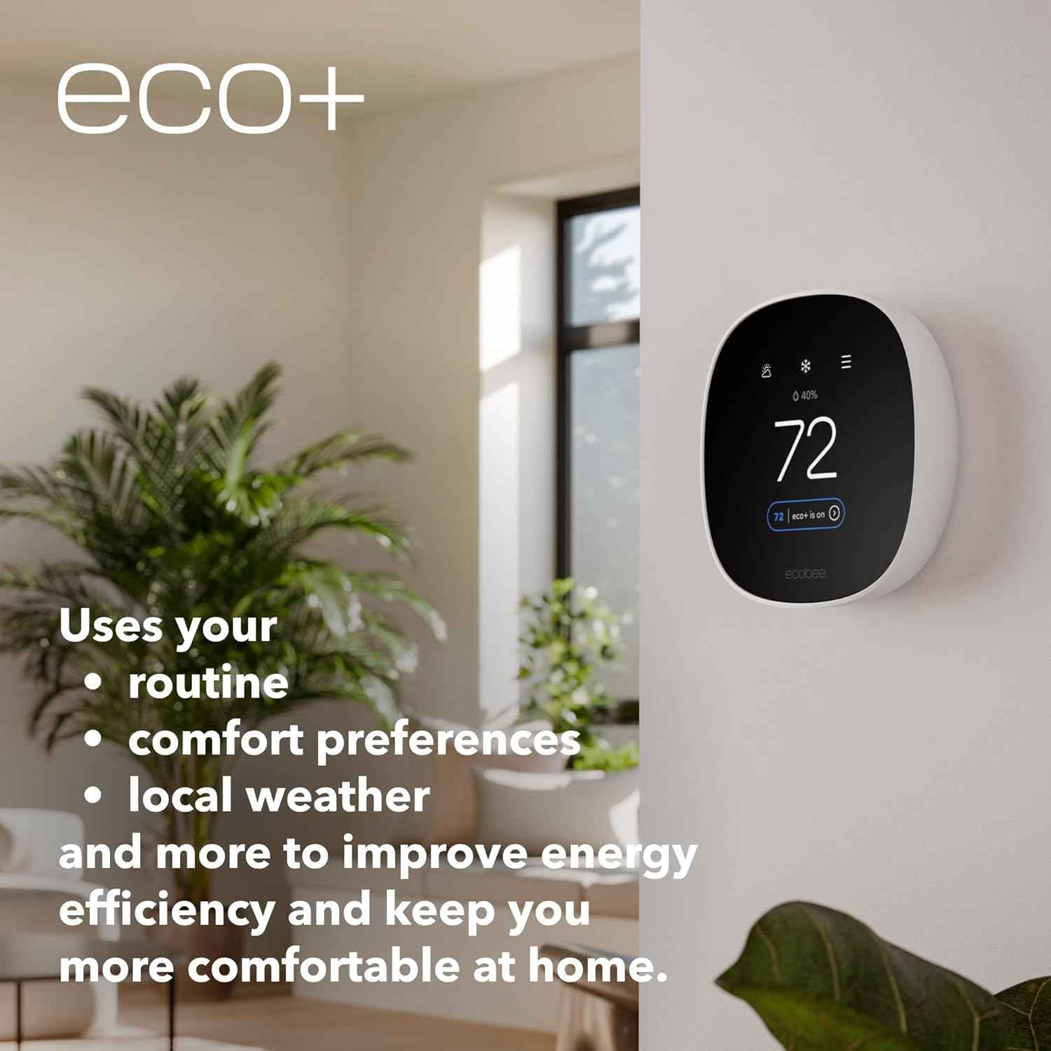 ecobee Smart Thermostat Essential - Energy Star Certified programmable Wi-Fi Thermostat - Works with Siri, Alexa, and Google Assistant