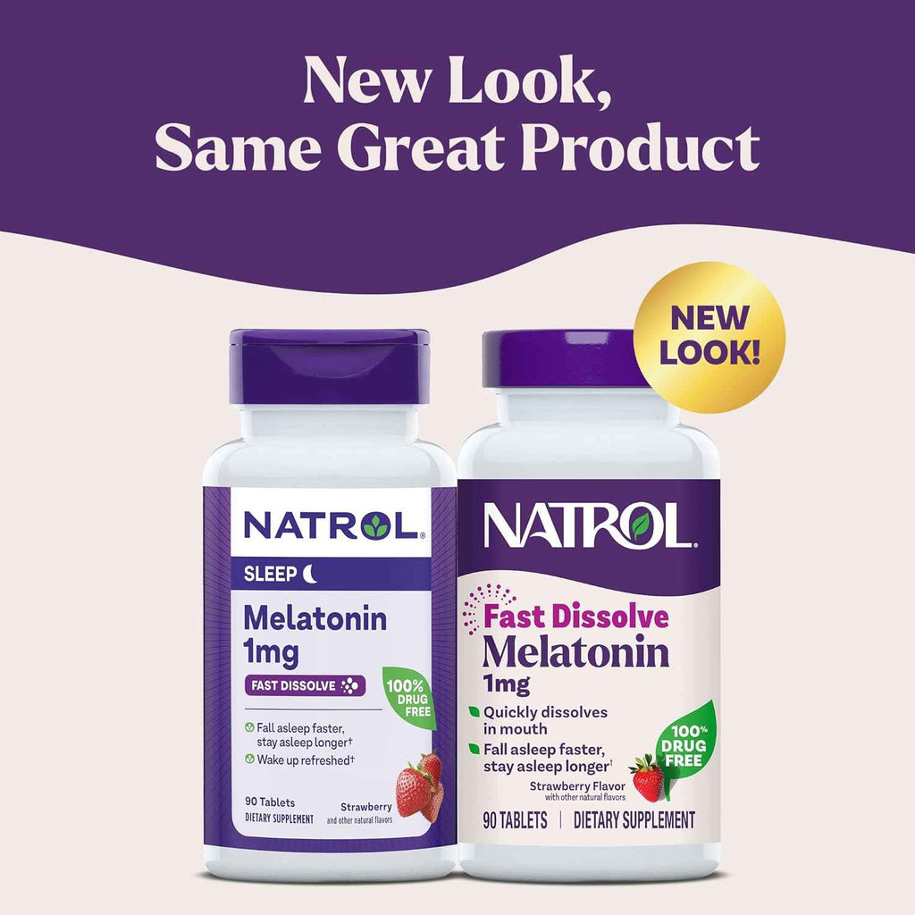 Natrol Fast Dissolve Melatonin 1 mg, Sleep Support Supplement for Adults