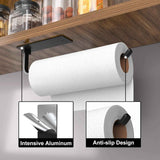 Upgraded Aluminum Paper Towel Holder - Self-Adhesive or Drilling, Matte Black, Kitchen Roll Dispenser