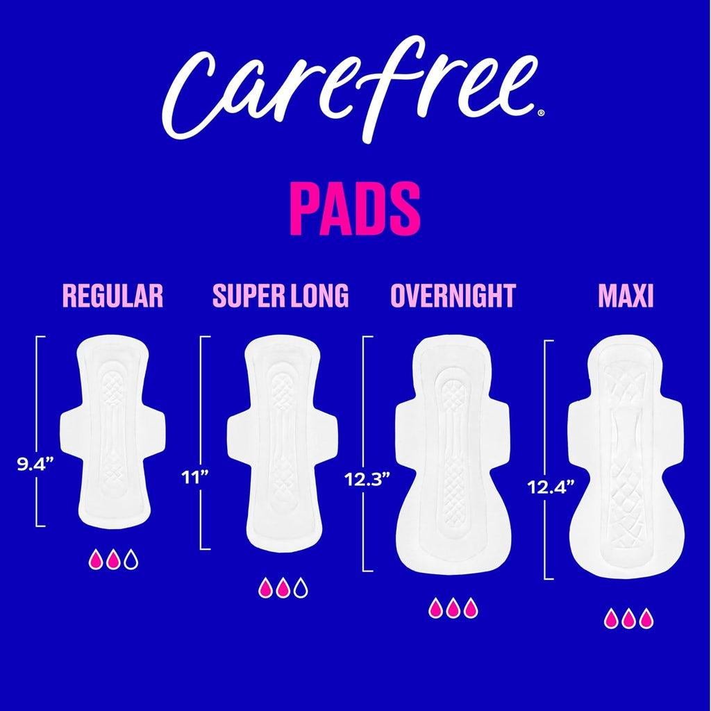 carefree maxi overnight pads with wings 28ct feminine care protection