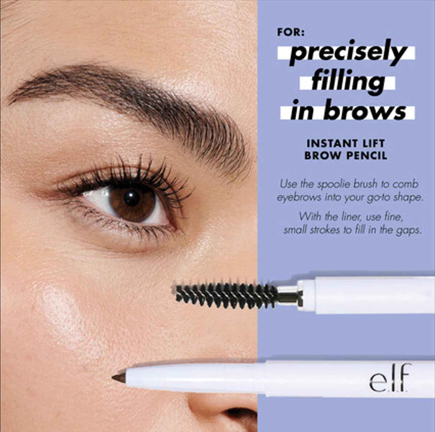 e.l.f. Instant Lift Brow Pencil, Dual-Sided, Fine Tip, Shapes Brows, Contours, Tames, Taupe, 0.006 Oz