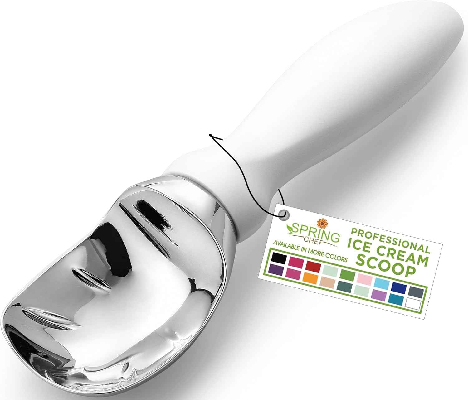 Spring Chef Heavy Duty Ice Cream Scoop with Comfortable Handle - Professional Ice Cream Scooper for Gelato, Sorbet, Cookie Dough, Melon, Frozen Yogurt - Dishwasher Safe Metal Kitchen Tool - Black