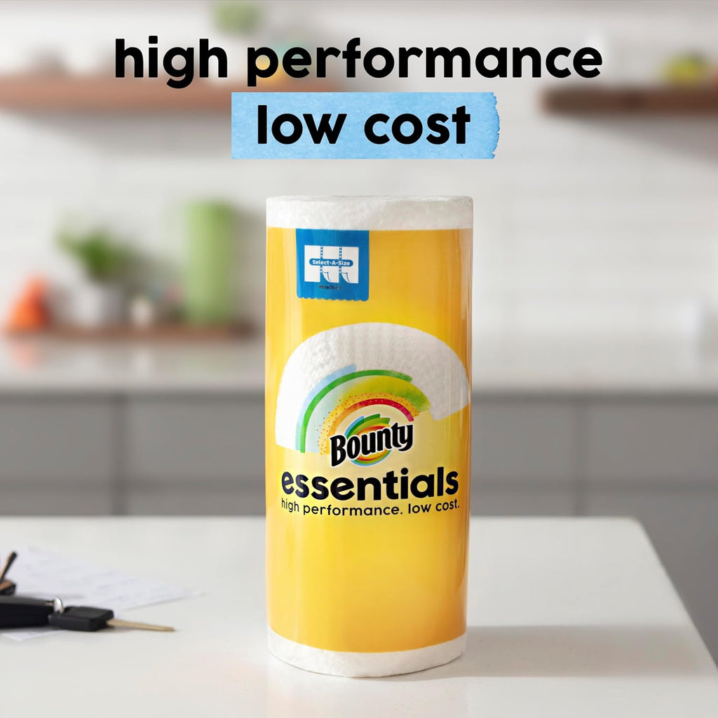 Bounty Essentials Select-A-Size Paper Towels, White, 2 Triple Rolls = 6 Regular Rolls - ShopUS