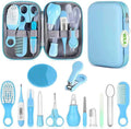Baby Grooming Kit for Newborn Girls and Boys, Infant Safety Care Set with Hair Brush, Comb, Nail Clipper, Nasal Aspirator, Grey and White