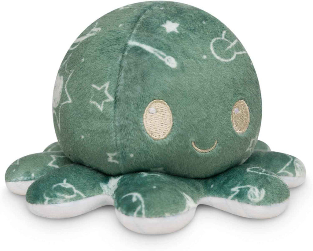 TeeTurtle Reversible Octopus Plushie - 4-Inch Pink + Aqua Two-Sided Flip Plush Toy with Embroidered Details - Cute Mini Collectible Plush for Kids, Teens, and Adults