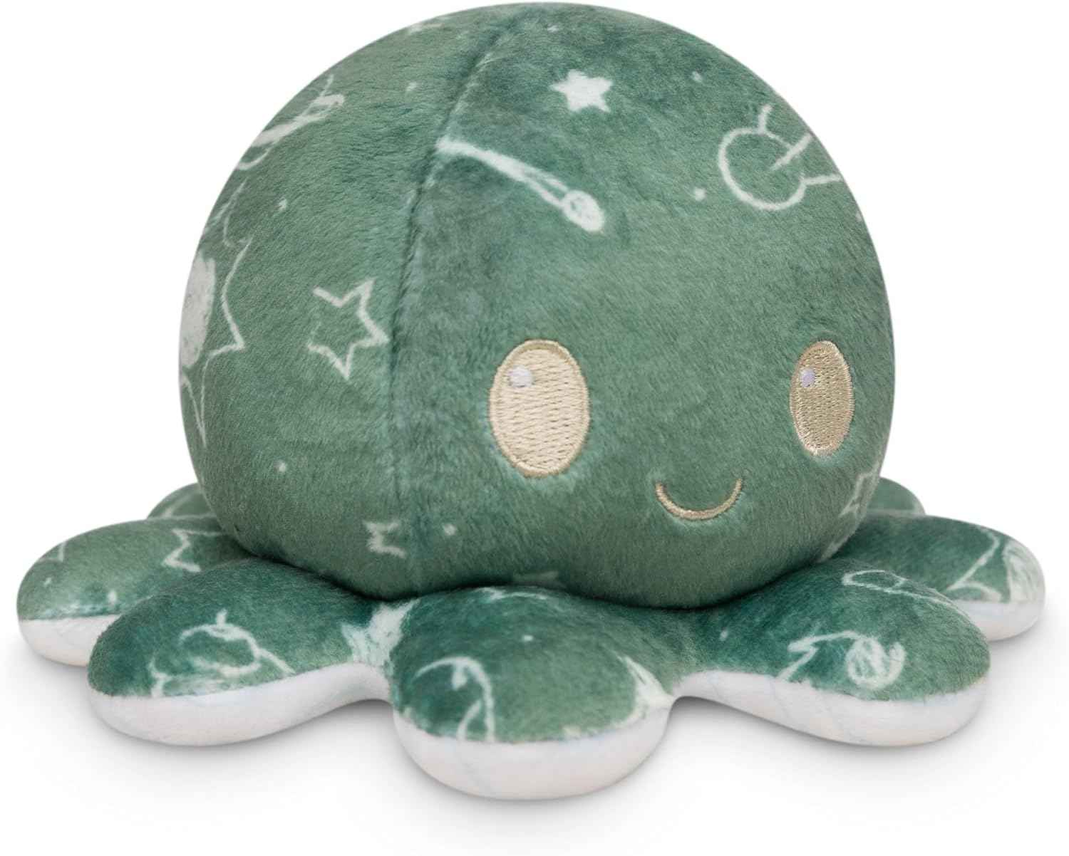 TeeTurtle Reversible Octopus Plushie - 4-Inch Pink + Aqua Two-Sided Flip Plush Toy with Embroidered Details - Cute Mini Collectible Plush for Kids, Teens, and Adults