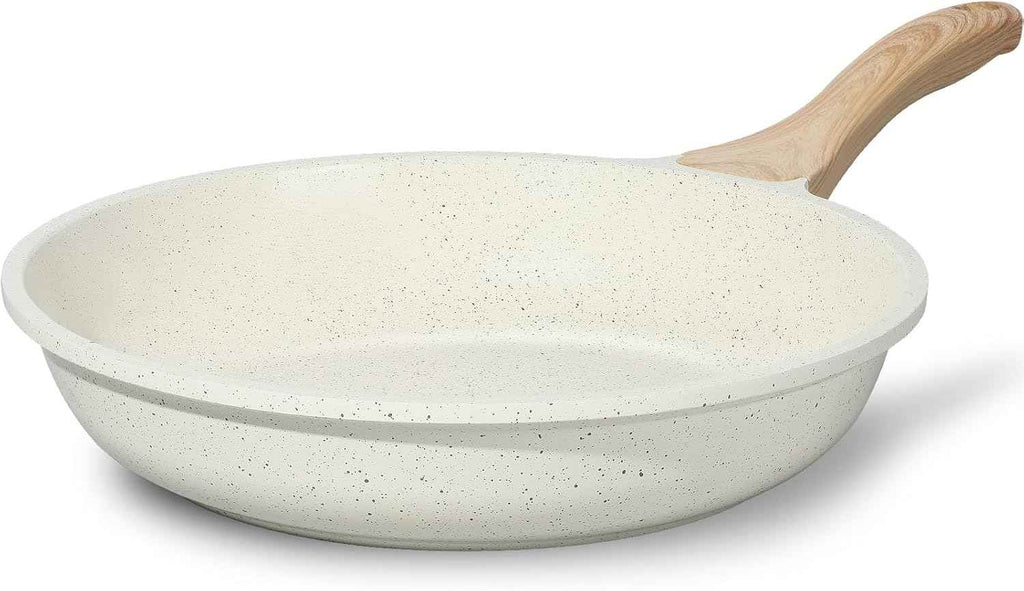 eslite life non-stick ceramic frying pan skillet, non-toxic egg omelette kitchen cooking pans compatible with all stovetops white 8